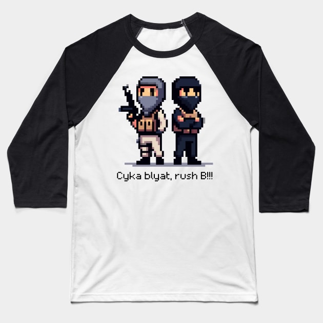 CS:GO Rush B Pixel Art Baseball T-Shirt by PixelArtly